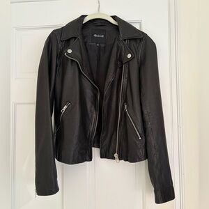 Madewell moto washed black leather jacket